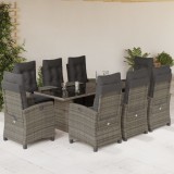 VidaXL Set mobilier grădină cu perne, 9 piese, gri, poliratan