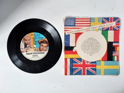 Disc flexidisc vinil in limba germana Jugend international HERTIE, GEMA foto