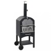 Cuptor Pizza Exterior Carbuni vidaXL, Piatra Copt Inclusa, Termometru, Negru, 65x50x157cm