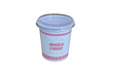Set 100 buc Pahare de Pasti, Hristos a Inviat, din plastic, cu capac, 400 ml, model lumanare