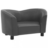 Cumpara ieftin Canapea pentru caini, gri, 67 x 41 x 39 cm, piele ecologica