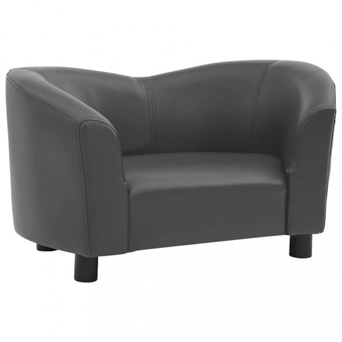 Canapea pentru caini, gri, 67 x 41 x 39 cm, piele ecologica