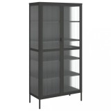Dulap inalt, negru, 85x40x180 cm, sticla si otel