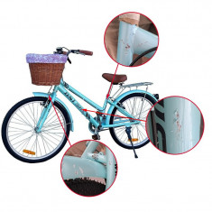 Bicicleta dama, 24 inch, V-brake, cos cumparaturi, portbagaj, sonerie, RESIGILAT foto