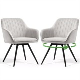 Set 2 scaune dining rotative tapitate din catifea Turno,55x58x83 cm,maxim 120 kg,gri