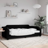 VidaXL Pat de zi, negru, 90x200 cm, material textil