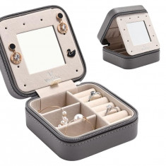 Cutie de bijuterii Vee Small pentru femei pentru calatorie, cu oglinda - RESIGILAT