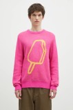 ICECREAM pulover din amestec de lana Popsicle Crewneck barbati, culoarea roz, IC24436