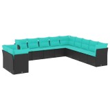 Cumpara ieftin Set canapele de gradina cu 11 piese si perne, poliratan negru