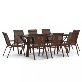 Cumpara ieftin Set de servit masa pentru gradina, 9 piese, maro si negru