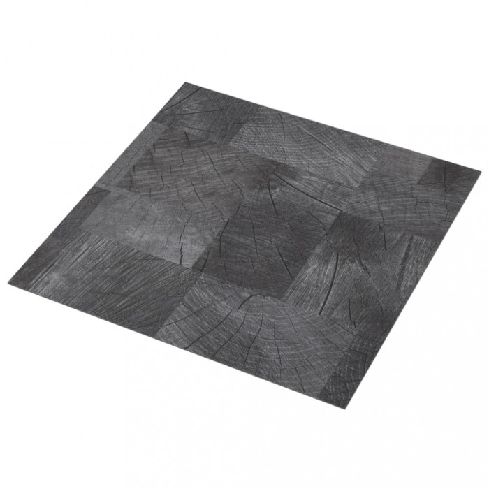 Placi de pardoseala autoadezive gri structura lemn 5,11 m&sup2; PVC