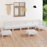 vidaXL Set mobilier de grădină, 8 piese, alb, lemn masiv de pin 3082743