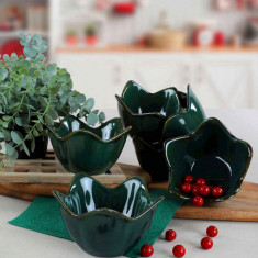 Set boluri pentru aperitive, Keramika, 275KRM1683, Ceramica, Verde inchis