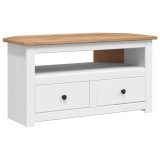 Cumpara ieftin Comoda TV de colt alb 93x49x49 cm lemn masiv pin gama Panama