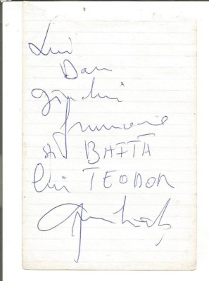 Autograf cu dedicatie George Mihaita foto