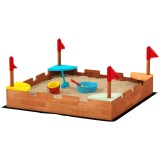 AIYAPLAY Lădiță Nisip Castel Copii Scaune 90x90x17 Maro | Aosom Romania