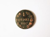 Rara! Polonia Ocupatia Rusa 1 Grosz 1837 MW Tarul Nicolae I,diametrul=19 mm