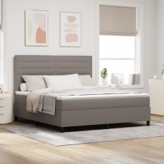 vidaXL Pat Box Spring cu Saltea Taupe Super King din ?esatura foto