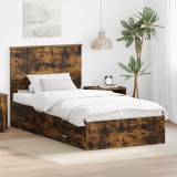 vidaXL Cadru de pat Stejar fumuriu 100 x 200 cm Lemn compozit 3411345