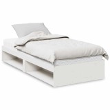 vidaXL Pat de zi cu saltea, alb, 80x200 cm, lemn masiv pin