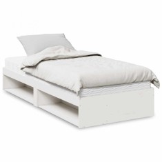 vidaXL Pat de zi cu saltea, alb, 80x200 cm, lemn masiv pin