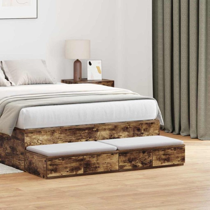 vidaXL Sertare pentru pat cu sertar Stejar afumat 120 x 36.5 x 16.5 cm 866943
