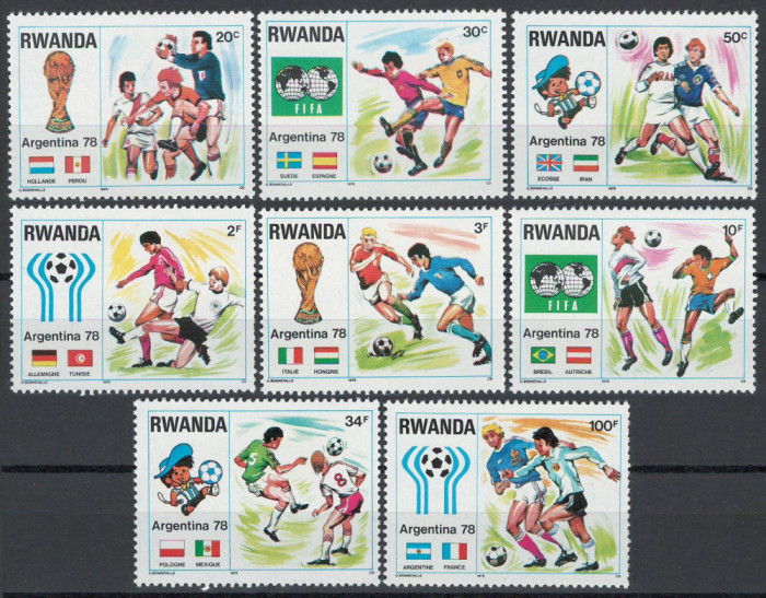 Rwanda 1978 Mi 944/51 MNH - Cupa Mondială de fotbal, Argentina