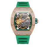 Ceas Barbati Onola 3838 Rose-Verde , Mecanic, Design Luxury, Luminos, Rezistent la Apa 3ATM