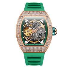 Ceas Barbati Onola 3838 Rose-Verde , Mecanic, Design Luxury, Luminos, Rezistent la Apa 3ATM