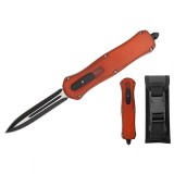 Cutit Automat Arc IdeallStore&reg; Rosu 23.5cm, Lama Otel Inoxidabil, Maner Lemn, Teaca Cordura, Pumnal, Deschidere Glisor