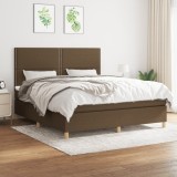 VidaXL Pat continental cu saltea maro &icirc;nchis 180x200cm material textil