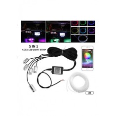 kit Lumini ambientale auto 6M neon RGB, aplicatie prin Bluetooth