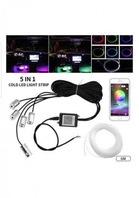 kit Lumini ambientale auto 6M neon RGB, aplicatie prin Bluetooth foto
