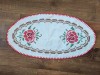 Tapiserie Ovală Cusută Manual, Model Floral Trandafiri, 56x29cm, Lucru de M&acirc;nă Antichitate, Față de Masă Decorativă