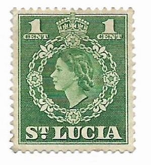 St. Lucia - Emisiunea din 1949 cu portretul reginei Elizabeth II spre stanga si cu Cifru Regal Nou, 1953-1954 - valoare neobliterata foto