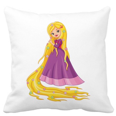 Perna Decorativa Patrata Printesa Rochie Mov, 40x40 cm, Alba, Mata, Husa Detasabila, Burduf foto