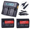 Set 2 Acumulatori NP-FZ100 2650mAh + Incarcator Dublu Sony Alpha A7 III A7R III A9 A7 IV A7C A6600 FX3 - Compatibil BC-QZ1