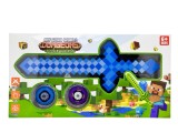 Set sabie albastra minecraft cu 2 titireze de lupta pentru copii