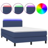Cumpara ieftin Pat cu arcuri, saltea si LED, albastru, 120x200 cm, textil
