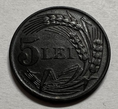 5 Lei 1942 Zinc, Romania, UNC foto