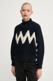 BA&amp;SH pulover de lana femei, culoarea albastru marin, cu turtleneck, 1H24ONDI