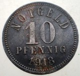 E.002 GERMANIA WWI NOTGELD BAD KISSINGEN 10 PFENNIG 1918