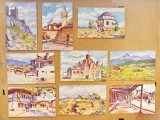 C453-I-Set 9 Carti Postale acuarele T. Chvakitch vechi 1916 cu semnatura.