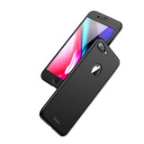Husa iPhone 7 Ipaky 360 Full Cover Neagra + Folie Protectie, Carcasa Policarbonat, Rezistenta Zgarieturi