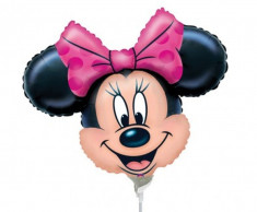 Balon Mini Figurina Minnie Mouse, Umflat + Bat si Rozeta, Amscan, 24 cm, 07890 foto