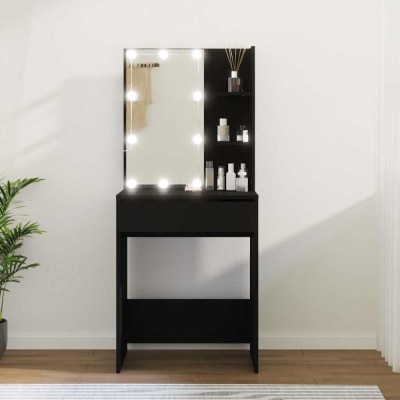 vidaXL Masă de toaletă cu LED, negru, 60x40x140 cm 808829 foto