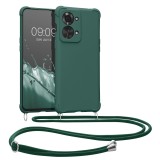 Husa Kwmobile pentru OnePlus Nord 2T, Silicon, Verde, 58770.80, Textil, Carcasa