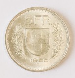 ELVETIA 5 FRANCI 1966 ARGINT AUNC UNC CU LUCIU ( CITITI DESCRIEREA ), Europa
