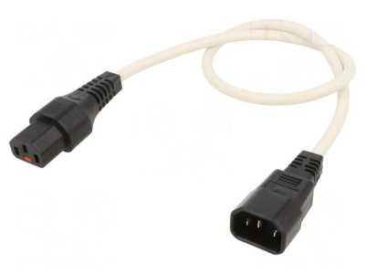 Cablu de Alimentare IEC C13 Mamă la IEC C14 Tată 0,5m Alb cu Blocare foto