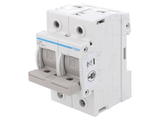 Separator cu Fuzibil 63A 400V pentru Șină DIN Poli 2
